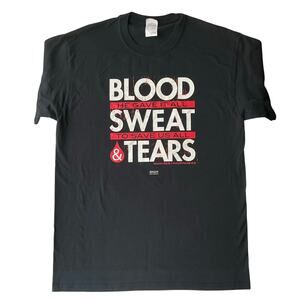 Fruit of the Loom Men Short Sleeve T-shirt Size L, Black, Blood Sweat Tears